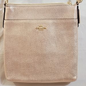 NWOT Authentic Coach Shimmer Metallic Pink Messenger Crossbody Shoulder Bag